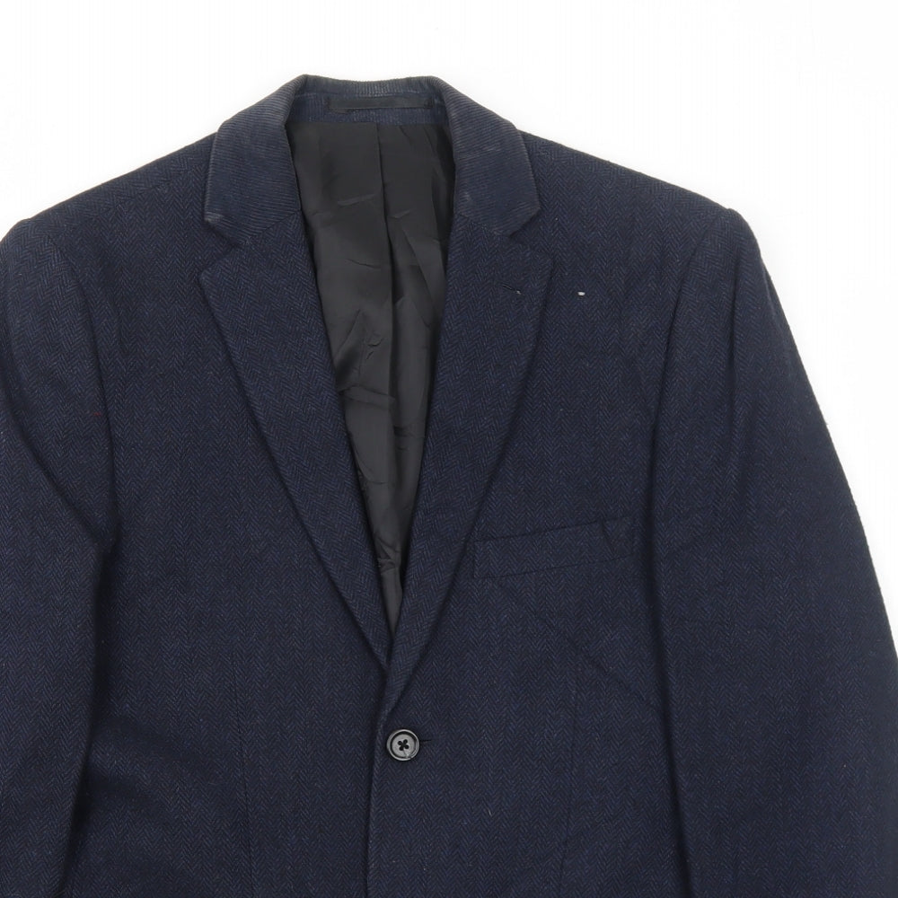 Mens UK Size 34 Topman Regular Blue Suit Jacket