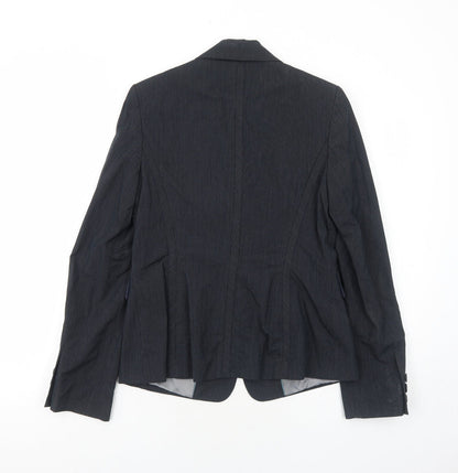 NEXT Womens Black Pinstripe Polyester Jacket Blazer Size 12