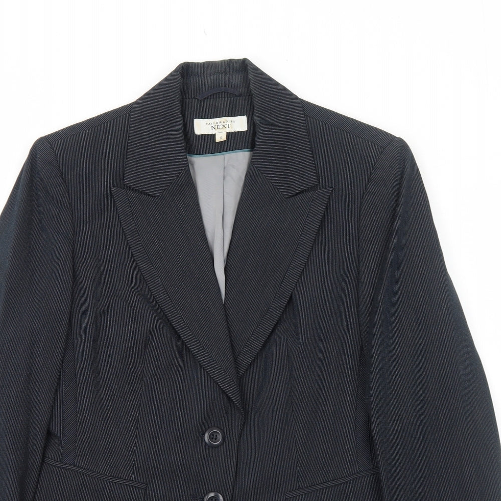 NEXT Womens Black Pinstripe Polyester Jacket Blazer Size 12