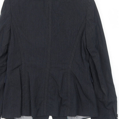 NEXT Womens Black Pinstripe Polyester Jacket Blazer Size 12