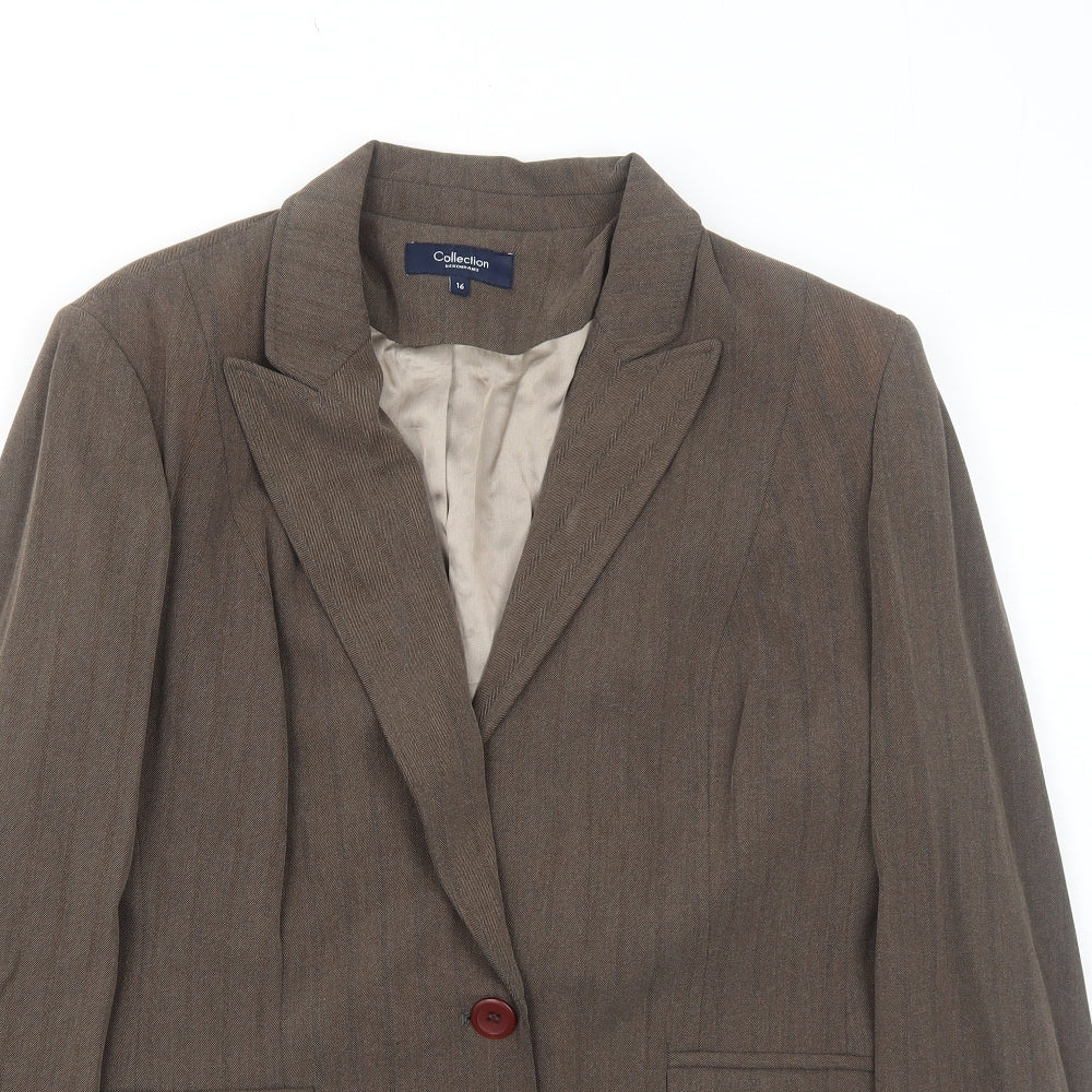 Debenhams Womens Brown Polyester Jacket Blazer Size 16