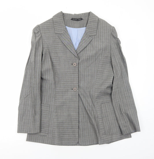 Marks and Spencer Womens Grey Striped Polyester Jacket Blazer Size 16