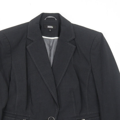 Marks and Spencer Womens Grey Polyester Jacket Blazer Size 14