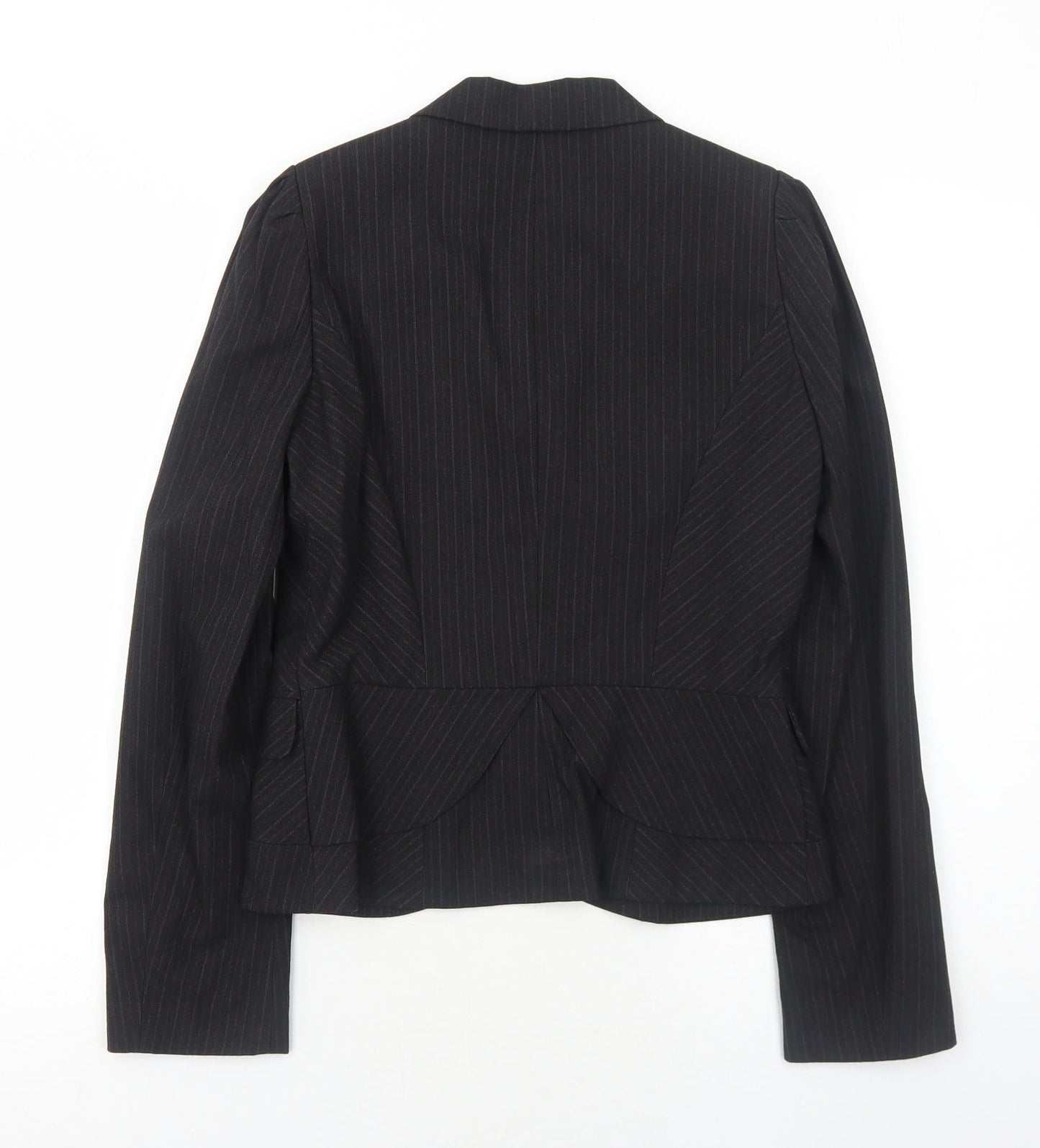 Warehouse Womens Black Striped Polyester Jacket Suit Jacket Size 10