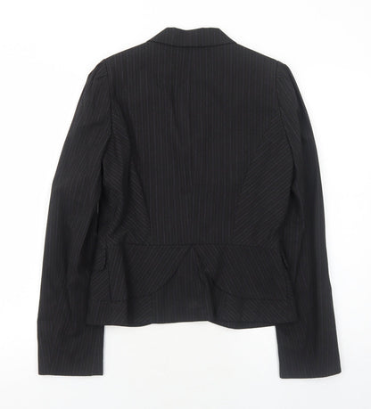 Warehouse Womens Black Striped Polyester Jacket Suit Jacket Size 10