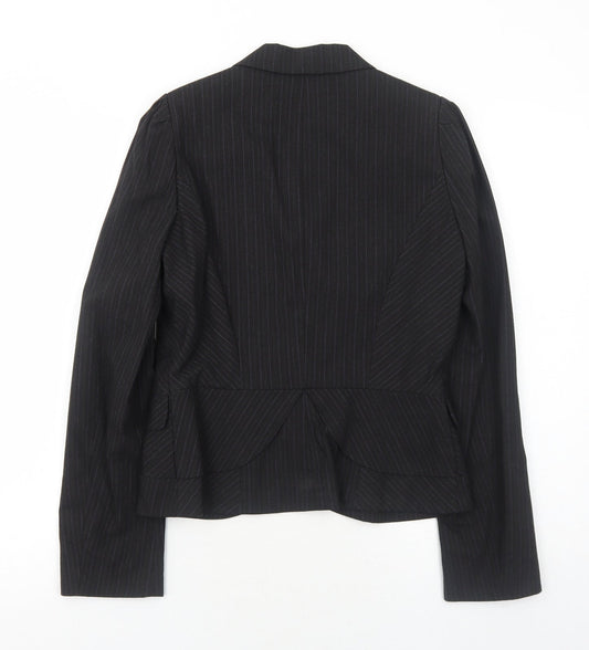 Warehouse Womens Black Striped Polyester Jacket Suit Jacket Size 10