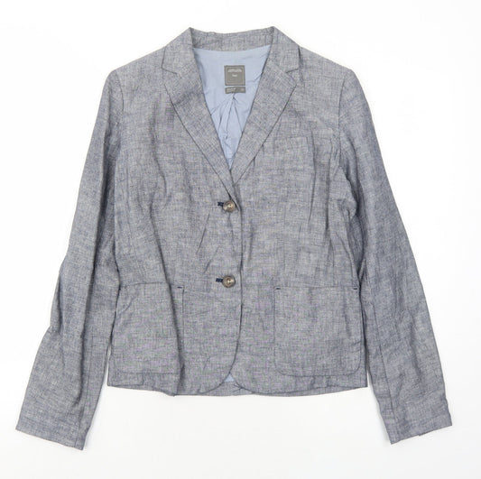 Gap Womens Blue Linen Jacket Blazer Size 8
