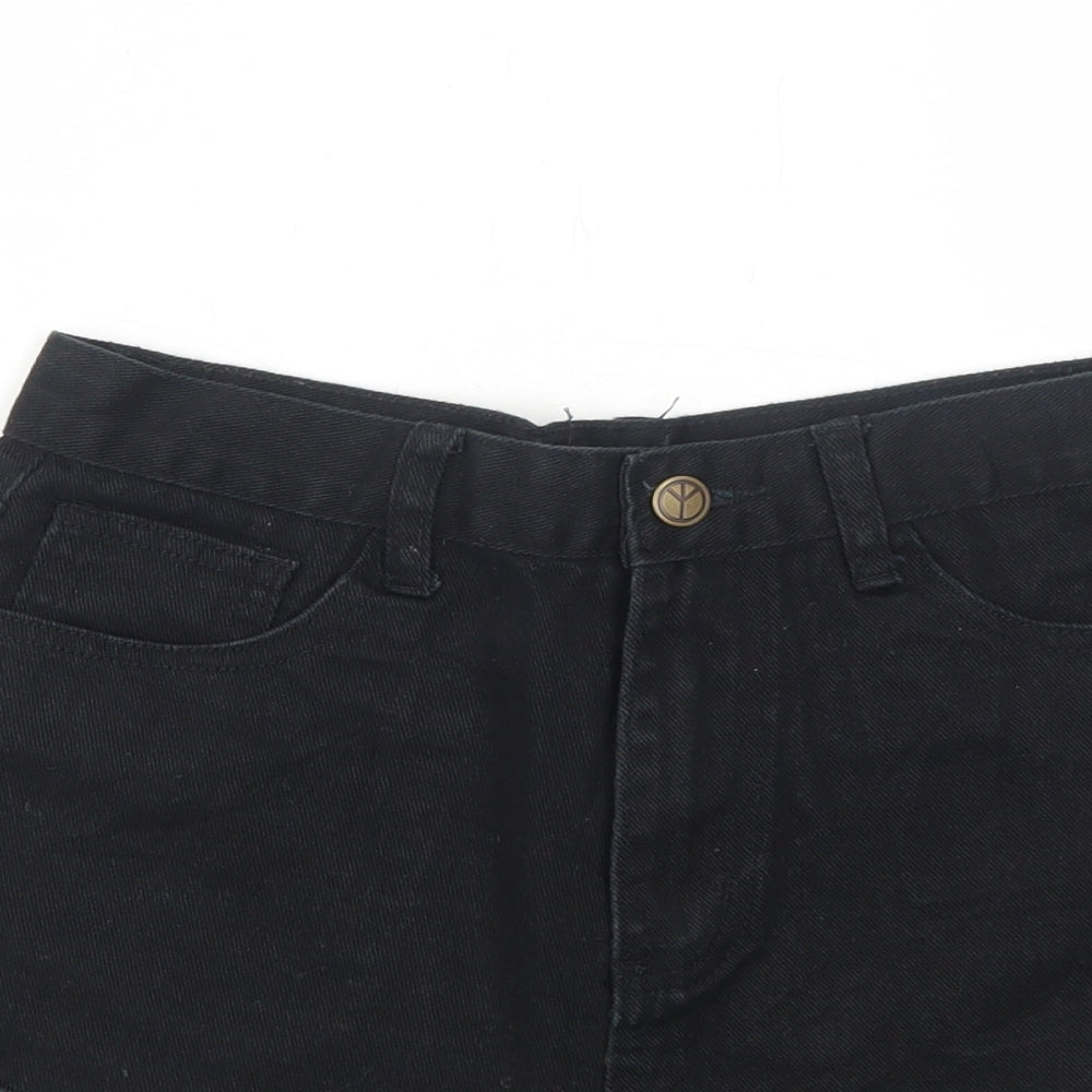 Missguided Womens Black Cotton Hot Pants Shorts Size 10 Regular Zip