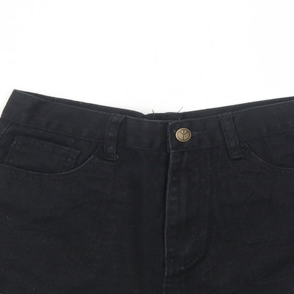 Missguided Womens Black Cotton Hot Pants Shorts Size 10 Regular Zip