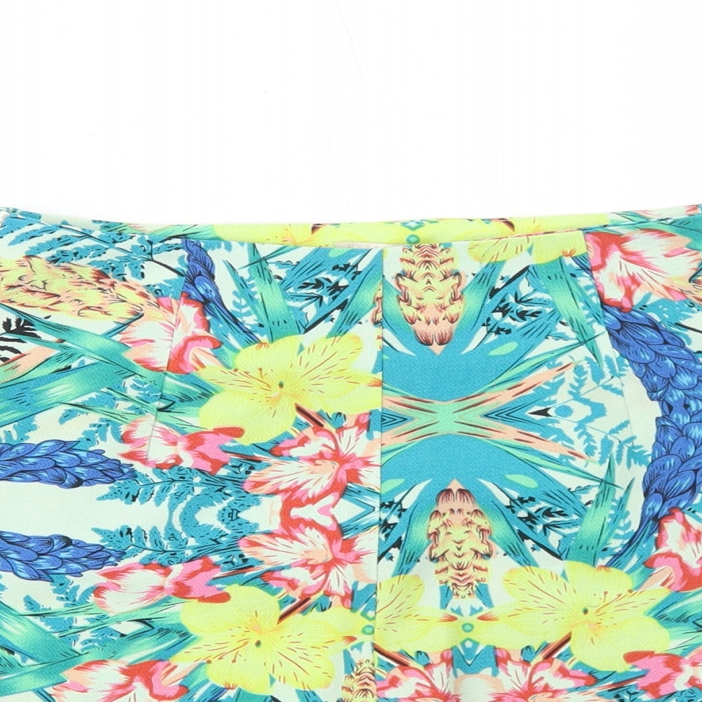 Vera&Lucy Womens Multicoloured Floral Polyester Mom Shorts Size S Regular Zip