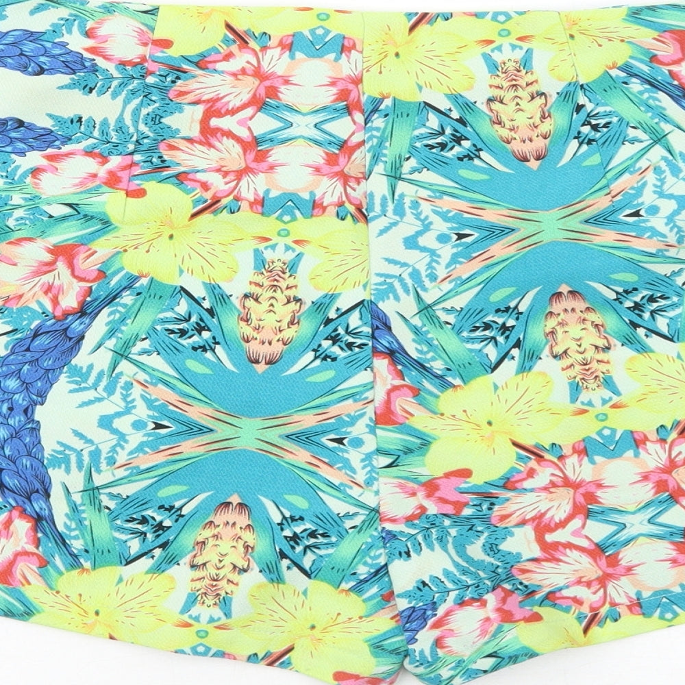 Vera&Lucy Womens Multicoloured Floral Polyester Mom Shorts Size S Regular Zip
