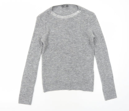Primark Womens Grey Round Neck Acrylic Pullover Jumper Size S