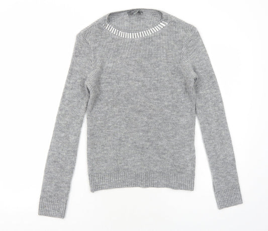 Primark Womens Grey Round Neck Acrylic Pullover Jumper Size S