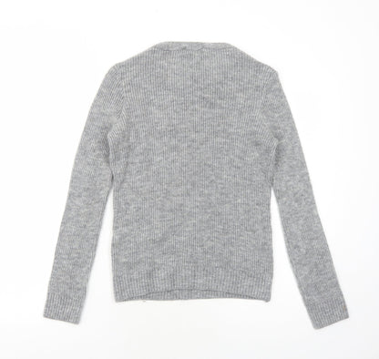 Primark Womens Grey Round Neck Acrylic Pullover Jumper Size S