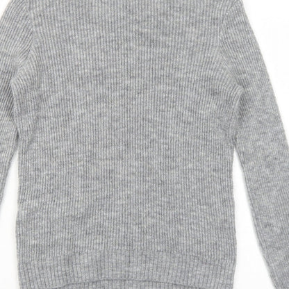 Primark Womens Grey Round Neck Acrylic Pullover Jumper Size S