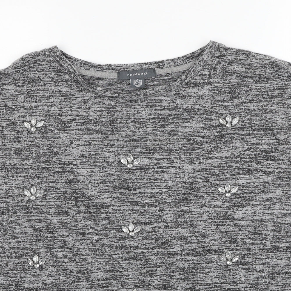 Primark Womens Grey Round Neck Polyester Pullover Jumper Size 10