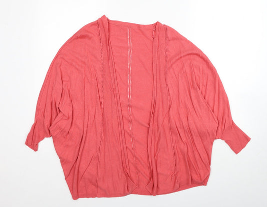 TU Womens Red V-Neck Viscose Cardigan Jumper Size 14