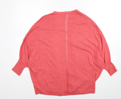 TU Womens Red V-Neck Viscose Cardigan Jumper Size 14