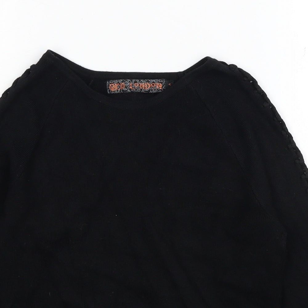 Womens UK Size S QED London Black Pullover Jumper