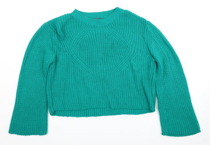 Primark Womens Green Round Neck Acrylic Pullover Jumper Size 6 - Size 6-8