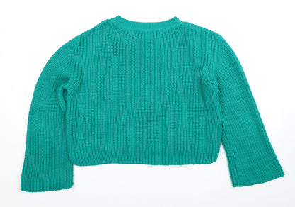 Primark Womens Green Round Neck Acrylic Pullover Jumper Size 6 - Size 6-8
