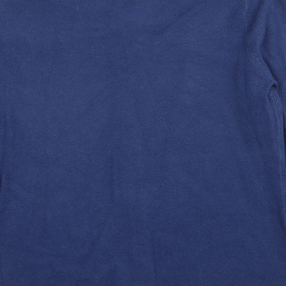 Shu Shu Womens Blue Round Neck Acrylic Cardigan Jumper Size S