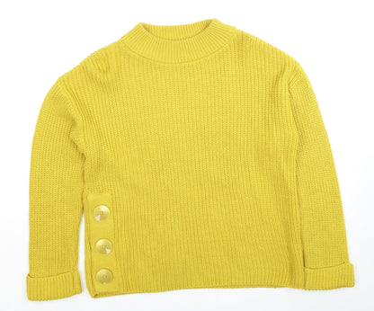 TU Womens Yellow Mock Neck Acrylic Pullover Jumper Size 8