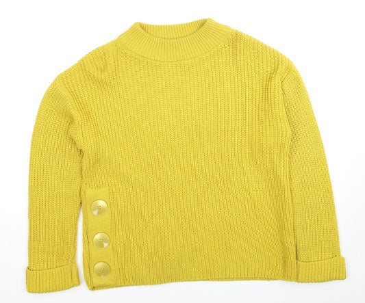 TU Womens Yellow Mock Neck Acrylic Pullover Jumper Size 8