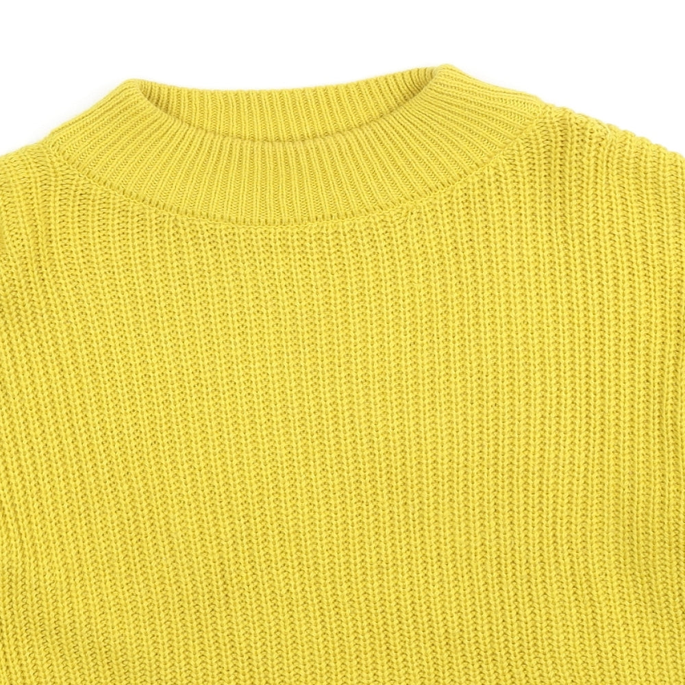 TU Womens Yellow Mock Neck Acrylic Pullover Jumper Size 8