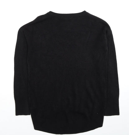 Primark Womens Black Round Neck Acrylic Pullover Jumper Size 4