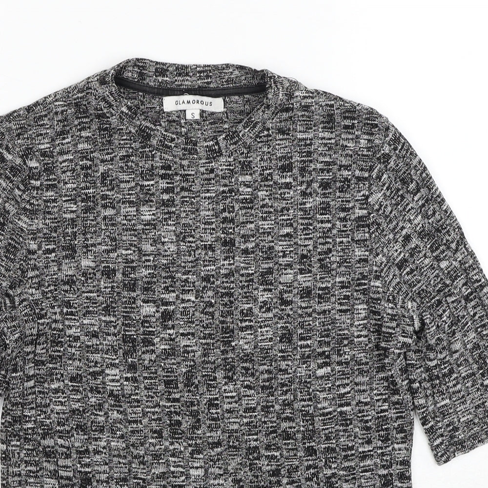 Glamorous Womens Black Round Neck Viscose Pullover Jumper Size S