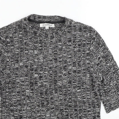 Glamorous Womens Black Round Neck Viscose Pullover Jumper Size S