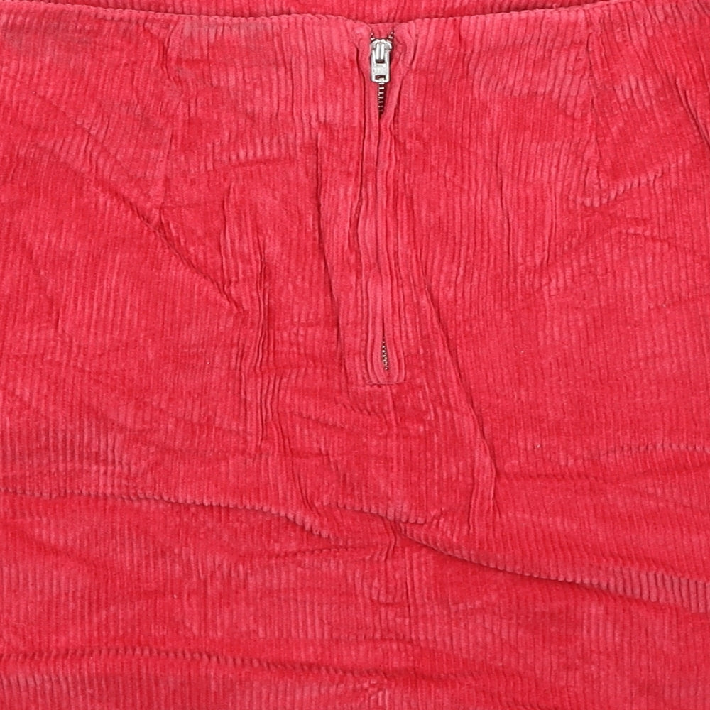 New Look Womens Pink Cotton A-Line Skirt Size 10 Zip