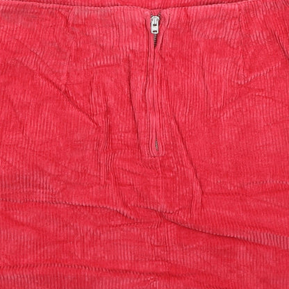 New Look Womens Pink Cotton A-Line Skirt Size 10 Zip