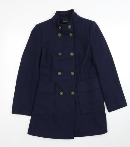 Papaya Womens Blue Pea Coat Coat Size 8 Button