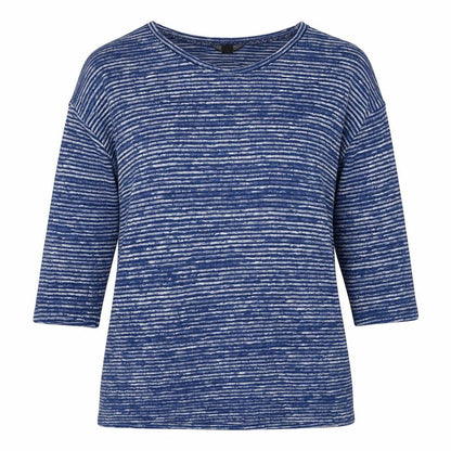F&F Womens Blue Scoop Neck Striped Polyester Pullover Jumper Size 8