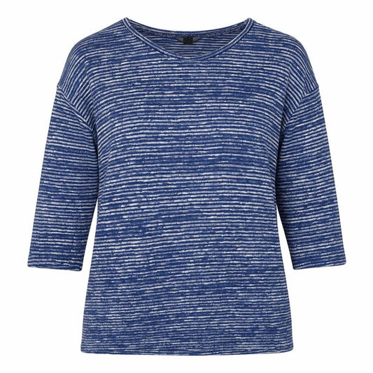 F&F Womens Blue Scoop Neck Striped Polyester Pullover Jumper Size 8