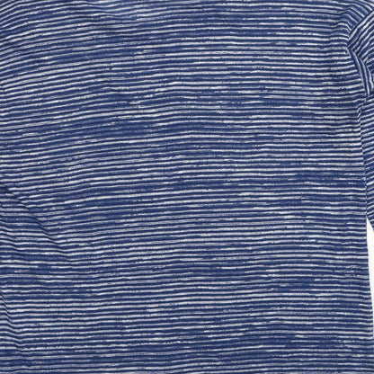 F&F Womens Blue Scoop Neck Striped Polyester Pullover Jumper Size 8