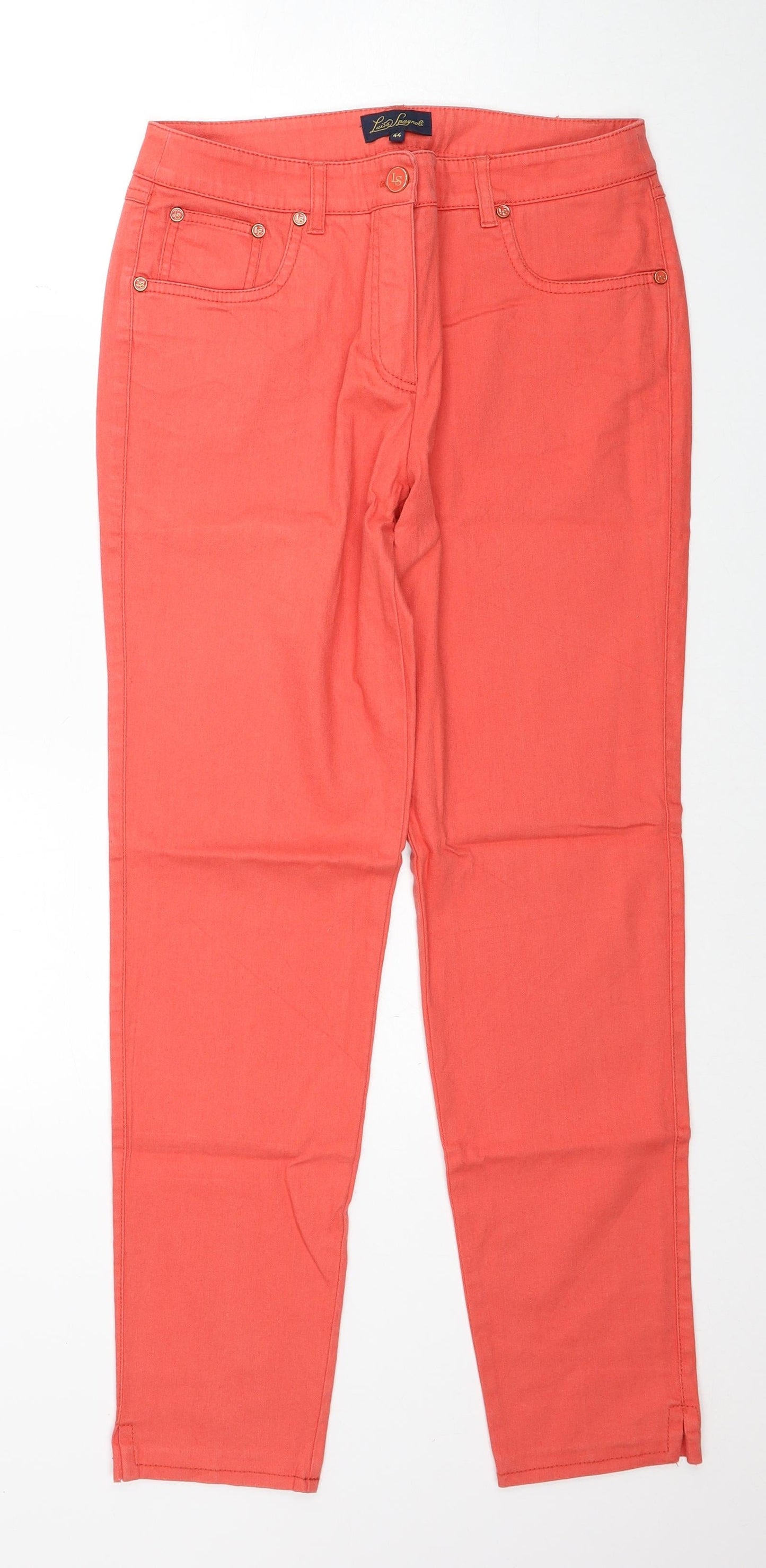 Luisa Spagnoli Womens Red Cotton Skinny Jeans Size 16 Regular Zip