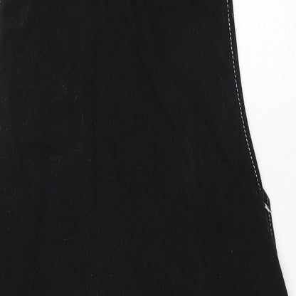 Missguided Womens Black Cotton Pinafore/Dungaree Dress Size 6 Scoop Neck Button - Contrast Stitching