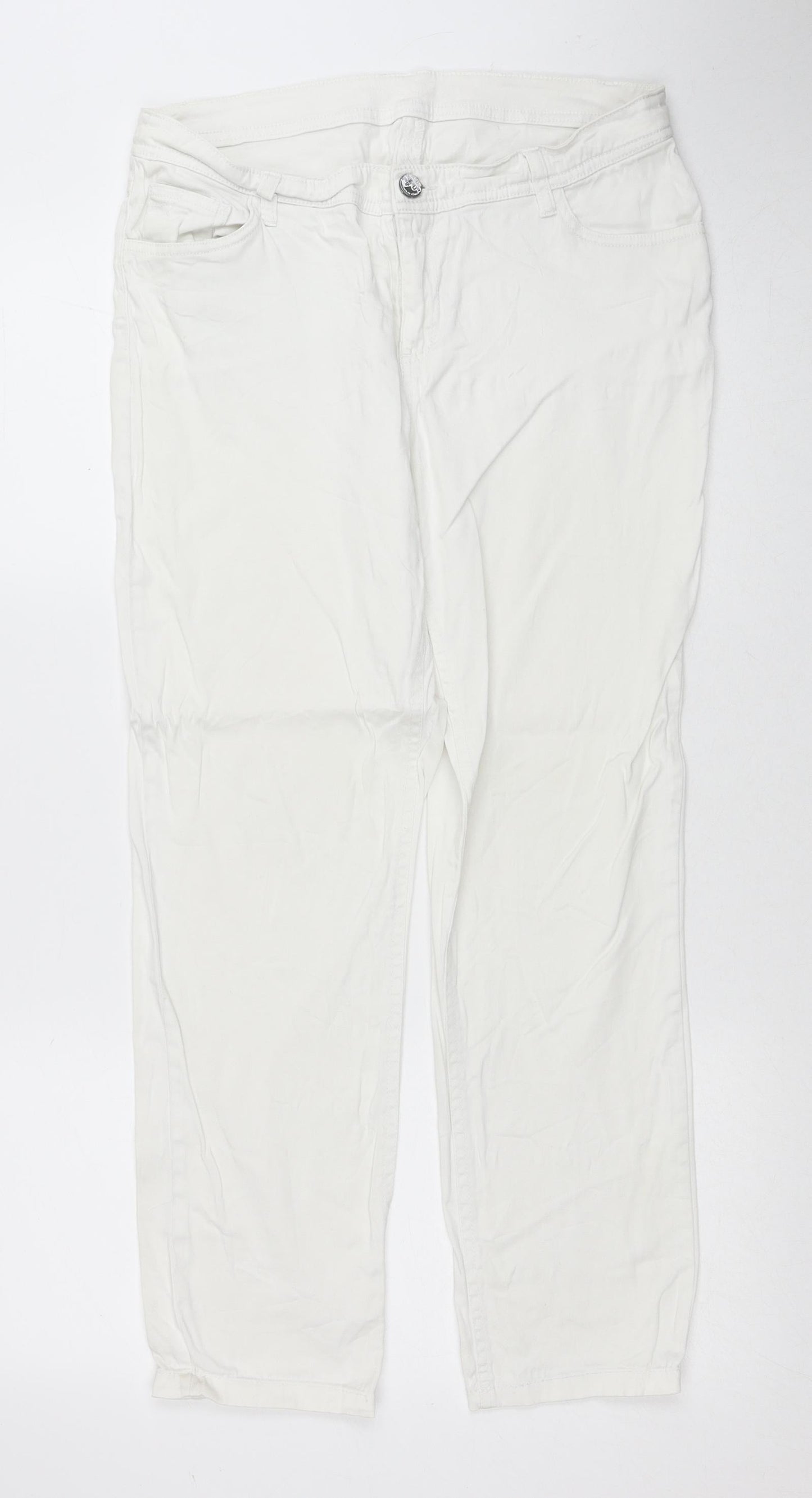 Charles Vogele Womens White Cotton Straight Jeans Size 31 in Regular Zip