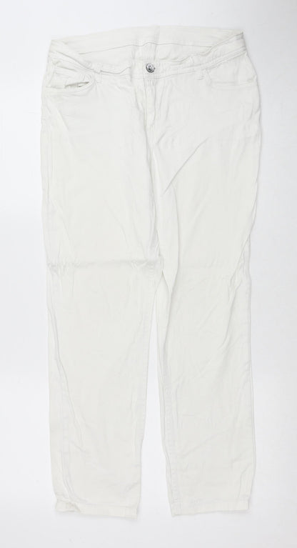 Charles Vogele Womens White Cotton Straight Jeans Size 31 in Regular Zip