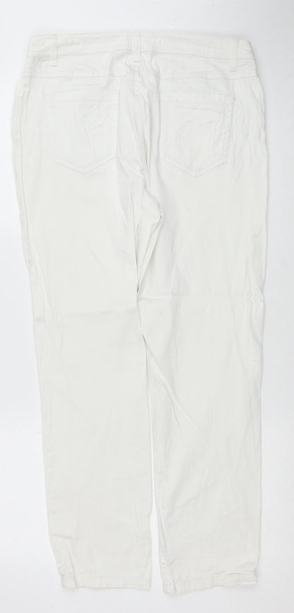 Charles Vogele Womens White Cotton Straight Jeans Size 31 in Regular Zip