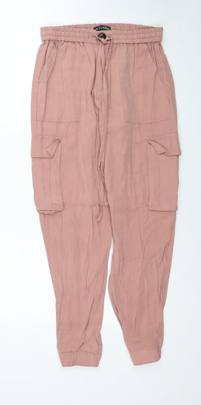 The B.C. Clothing Womens Beige Viscose Cargo Trousers Size 8 Regular Zip