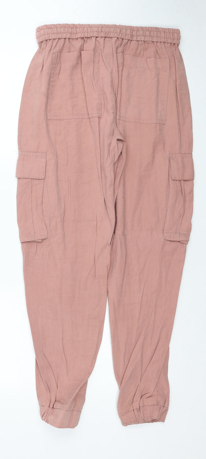 The B.C. Clothing Womens Beige Viscose Cargo Trousers Size 8 Regular Zip