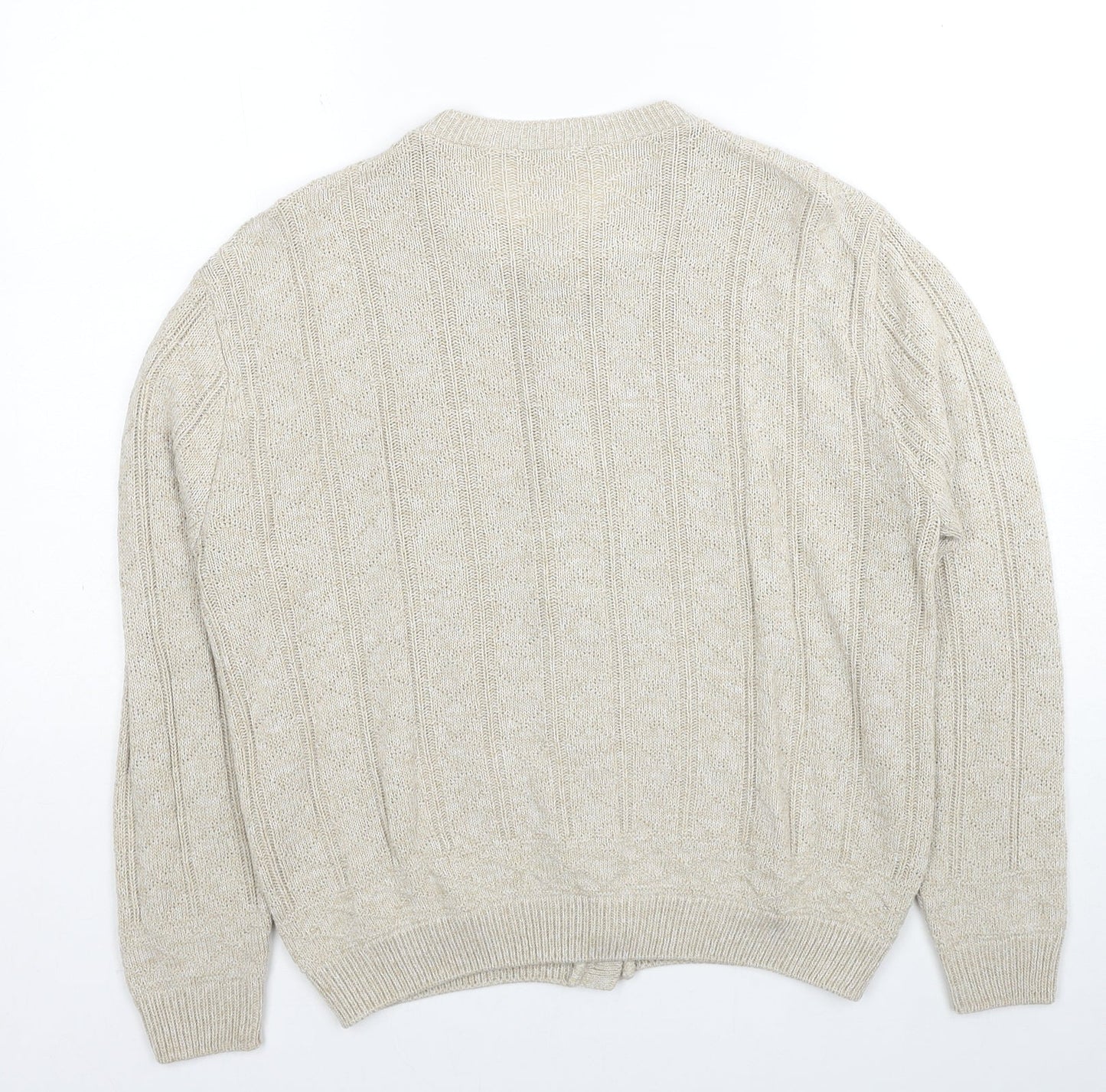 Glenbarr Womens Beige Round Neck Polyester Cardigan Jumper Size S - Size S-M