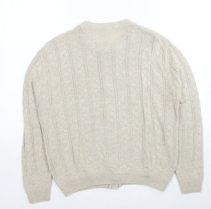 Glenbarr Womens Beige Round Neck Polyester Cardigan Jumper Size S - Size S-M