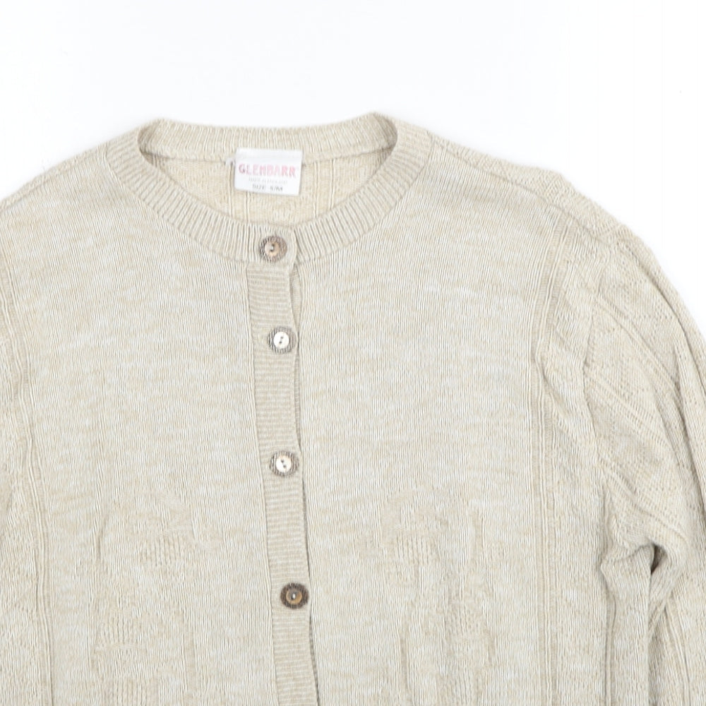 Glenbarr Womens Beige Round Neck Polyester Cardigan Jumper Size S - Size S-M