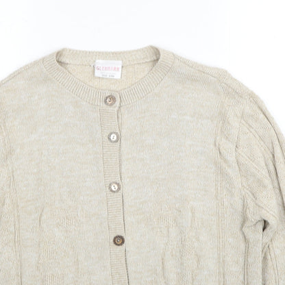 Glenbarr Womens Beige Round Neck Polyester Cardigan Jumper Size S - Size S-M