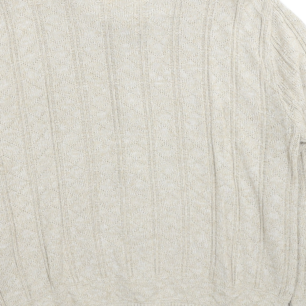 Glenbarr Womens Beige Round Neck Polyester Cardigan Jumper Size S - Size S-M